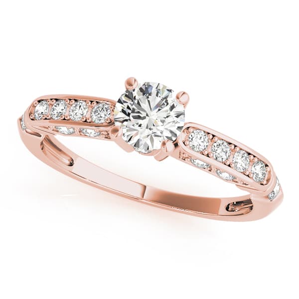 Single Row Channel Set Engagement Ring, style 50313, Front view in rose gold