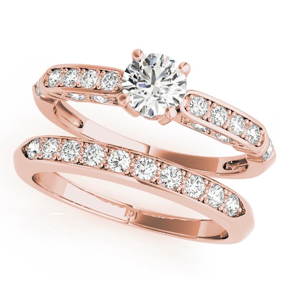 Single Row Channel Set Engagement Ring, style 50313, On hand view in rose gold
