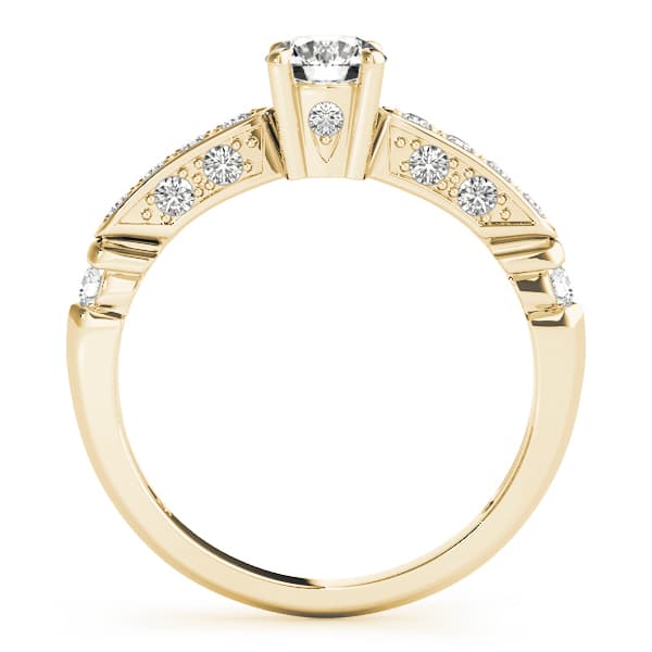 Single Row Channel Set Engagement Ring, style 50313, Side view in yellow gold