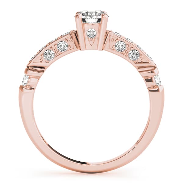 Single Row Channel Set Engagement Ring, style 50313, Side view in rose gold