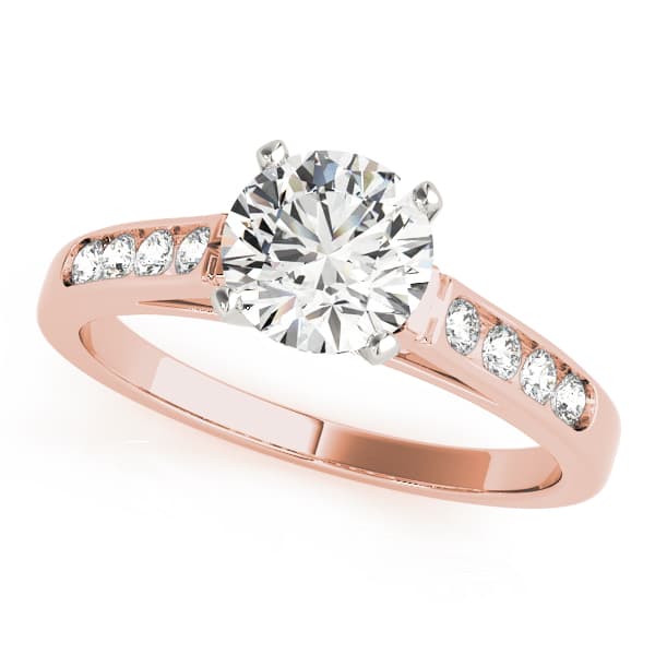 Single Row Channel Set Engagement Ring, style 50314, Front view in rose gold
