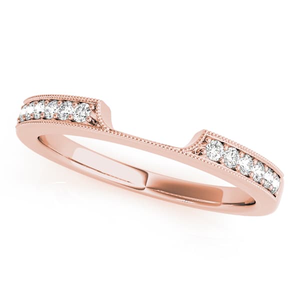 Milgrain Curved Wedding Band (1/8 ct. tw.), Front view in rose gold