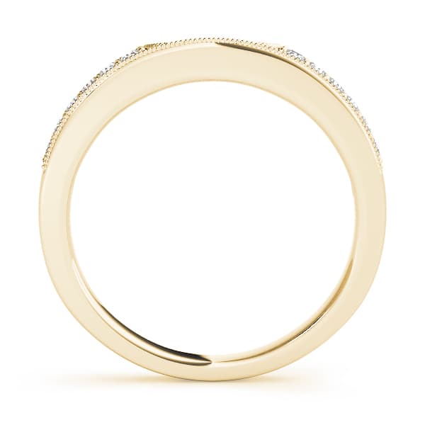 Milgrain Curved Wedding Band (1/8 ct. tw.), Side view in yellow gold