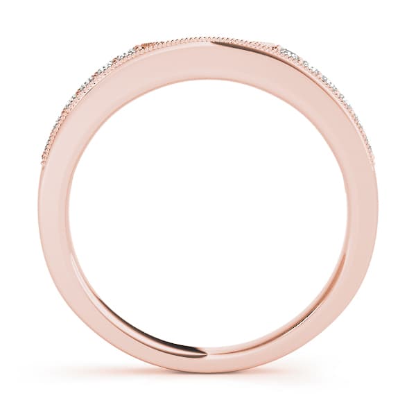 Milgrain Curved Wedding Band (1/8 ct. tw.), Side view in rose gold