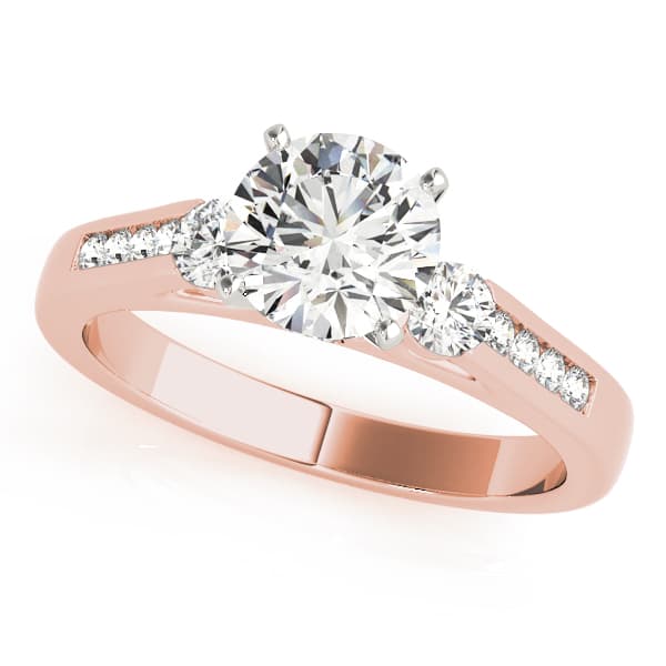 3-Stone Channel Set Engagement Ring, style 50316, Front view in rose gold