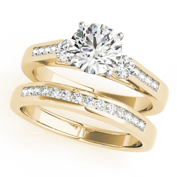 3-Stone Channel Set Engagement Ring, style 50316, On hand view in yellow gold