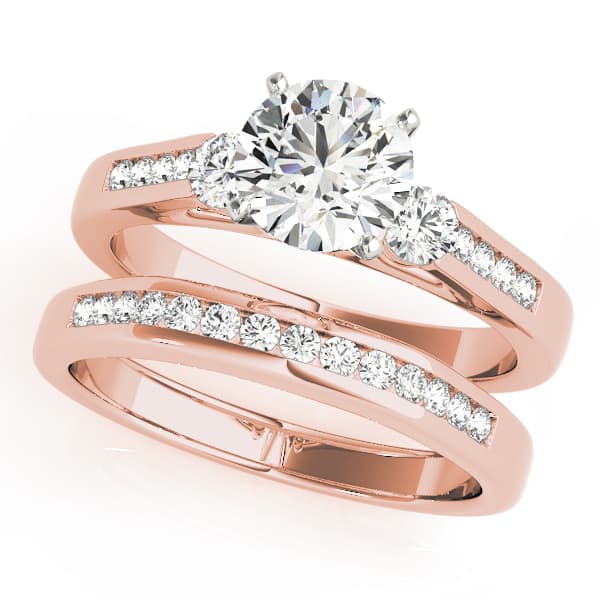 3-Stone Channel Set Engagement Ring, style 50316, On hand view in rose gold