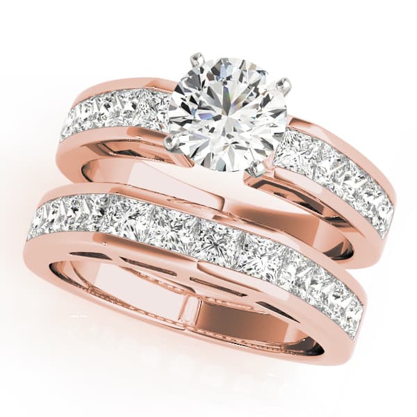 Single Row Fancy Shape Princess Cut Engagement Ring, style 50317, On hand view in rose gold