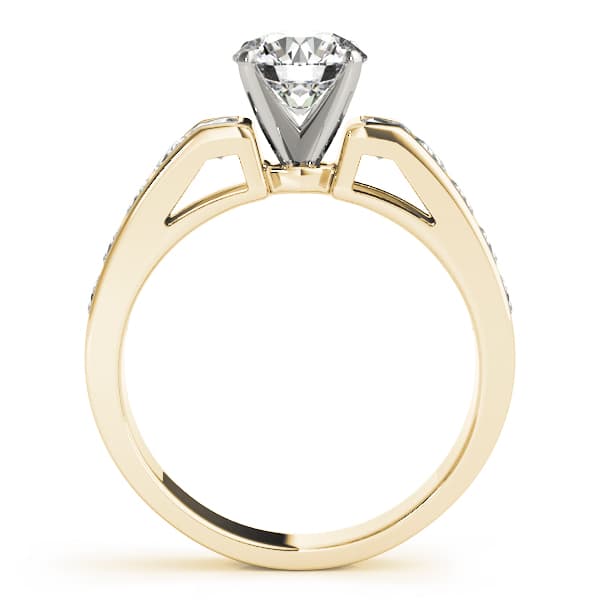 Single Row Fancy Shape Princess Cut Engagement Ring, style 50317, Side view in yellow gold