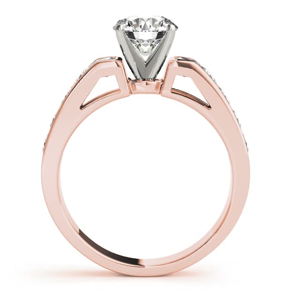Single Row Fancy Shape Princess Cut Engagement Ring, style 50317, Side view in rose gold