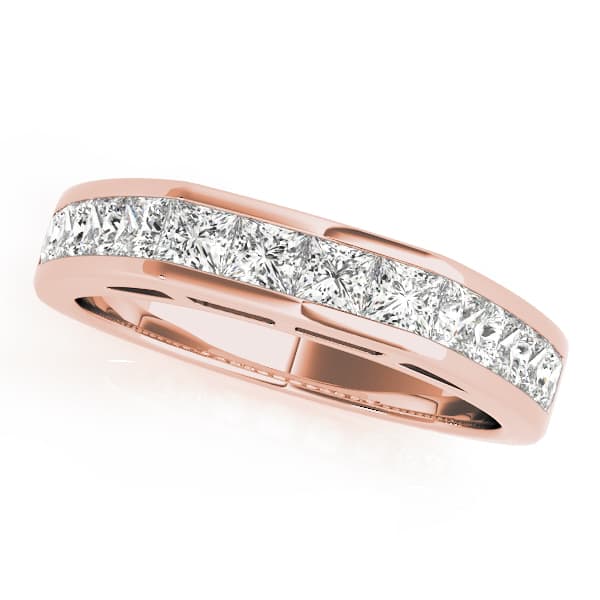 Fancy Shape Princess Wedding Band (1.2 ct. tw.), Front view in rose gold