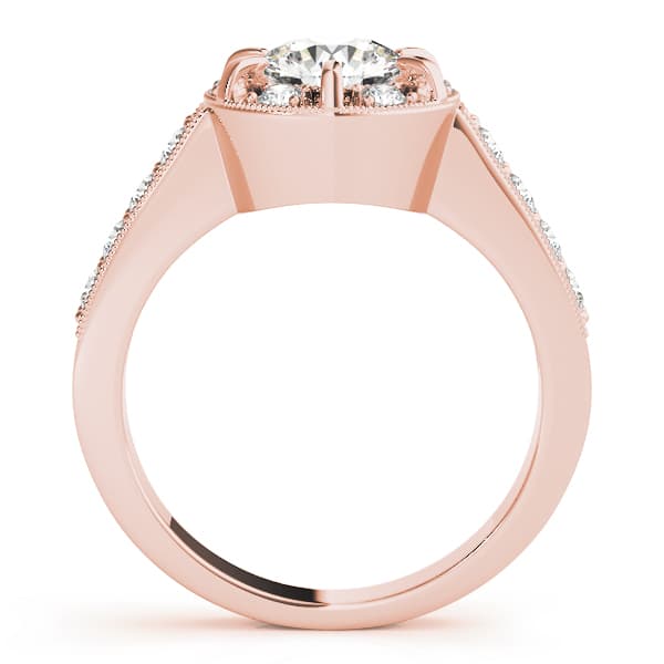 Halo Round Engagement Ring, style 50319, Side view in rose gold