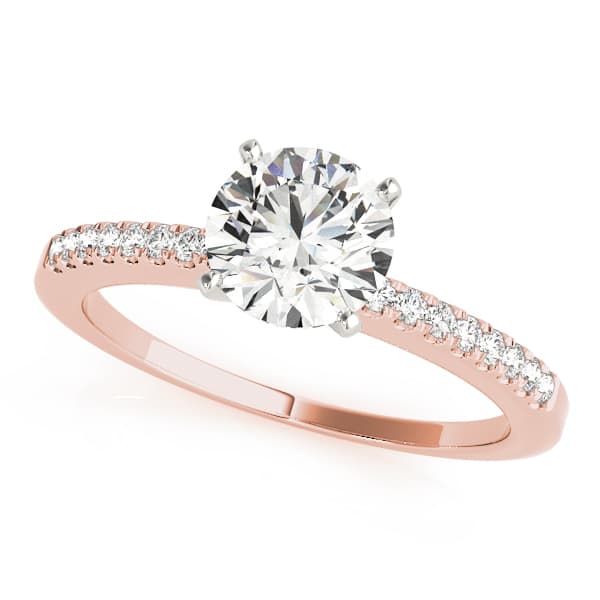 Single Row Prong Set Engagement Ring, style 50322, Front view in rose gold