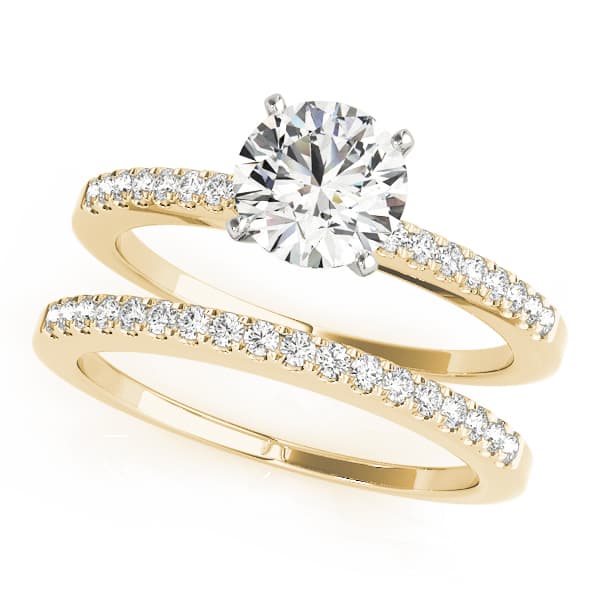 Single Row Prong Set Engagement Ring, style 50322, On hand view in yellow gold