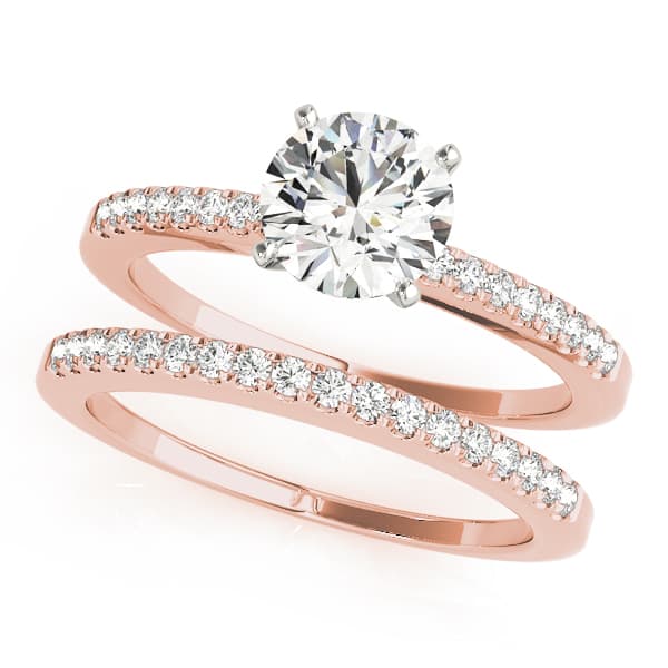 Single Row Prong Set Engagement Ring, style 50322, On hand view in rose gold