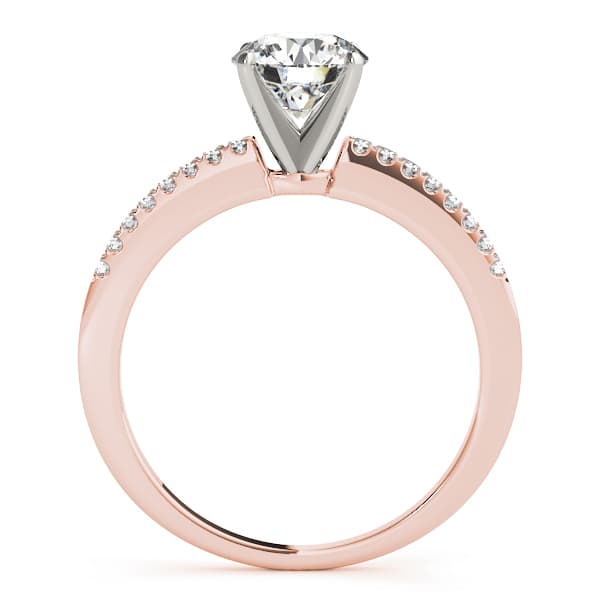 Single Row Prong Set Engagement Ring, style 50322, Side view in rose gold