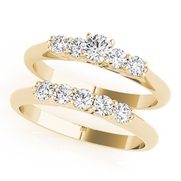 Single Row Prong Engagement Ring, style 50323, On hand view in yellow gold