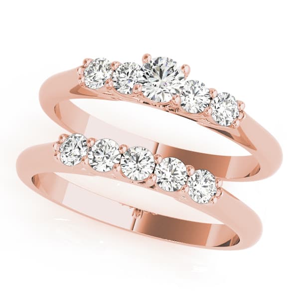 Single Row Prong Engagement Ring, style 50323, On hand view in rose gold