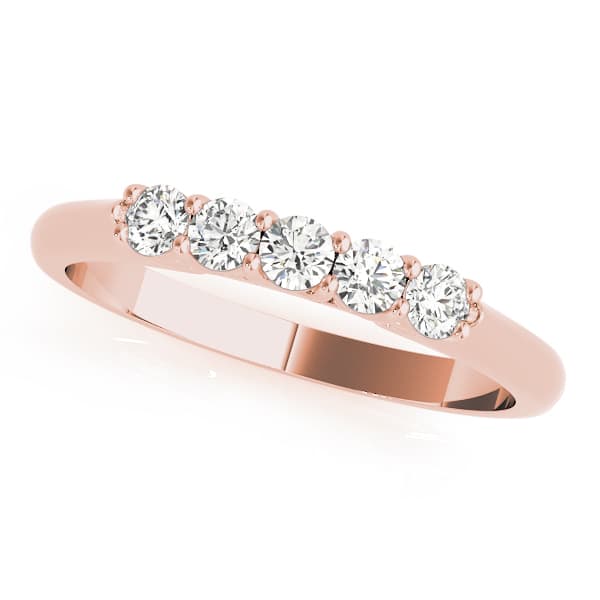 Prong Set Wedding Band (0.3 ct. tw.), Front view in rose gold