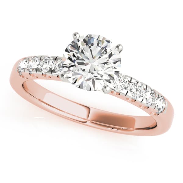 Single Row Prong Set Engagement Ring, style 50324, Front view in rose gold