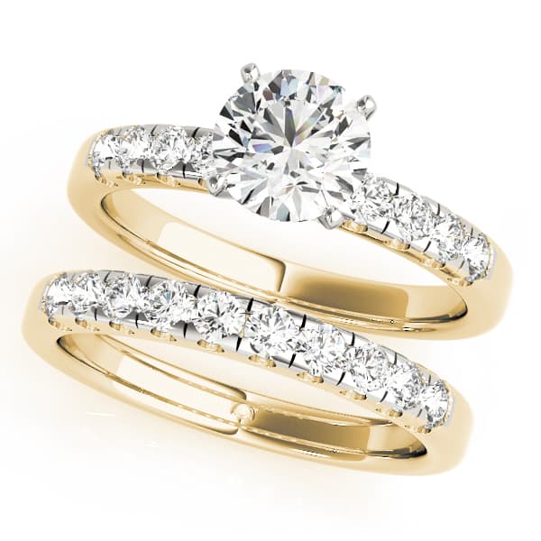 Single Row Prong Set Engagement Ring, style 50324, On hand view in yellow gold