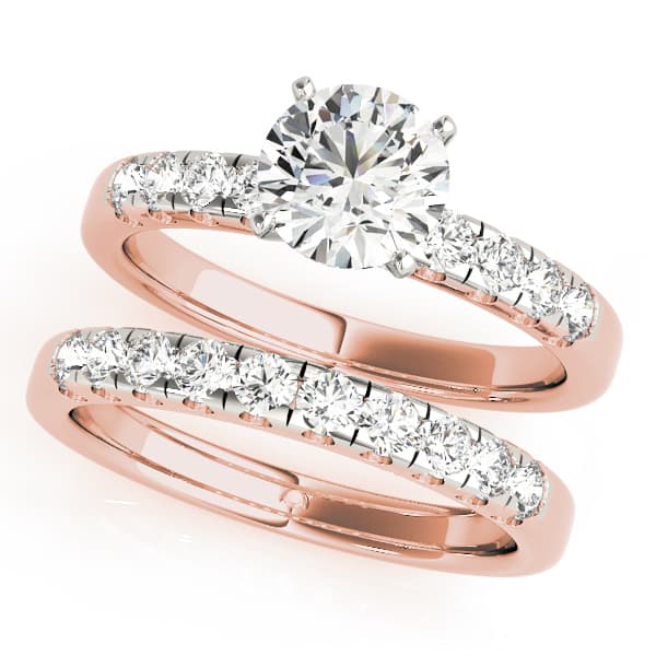 Single Row Prong Set Engagement Ring, style 50324, On hand view in rose gold