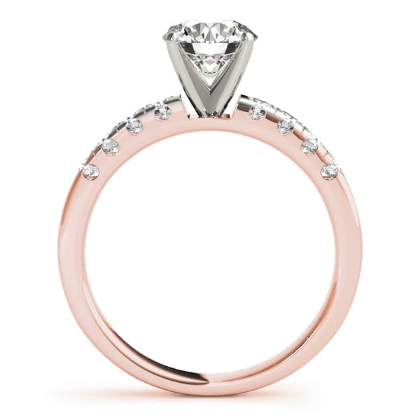 Single Row Prong Set Engagement Ring, style 50324, Side view in rose gold
