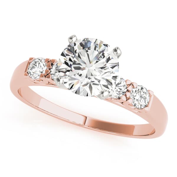 Single Row Engagement Ring, style 50332, Front view in rose gold