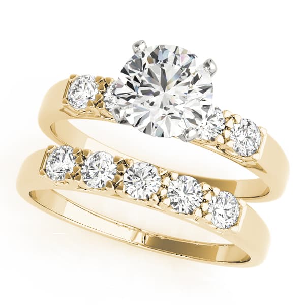 Single Row Engagement Ring, style 50332, On hand view in yellow gold