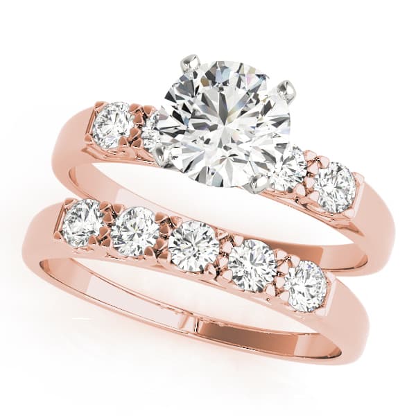 Single Row Engagement Ring, style 50332, On hand view in rose gold