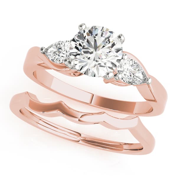 3-Stone Pear Engagement Ring, style 50333, On hand view in rose gold