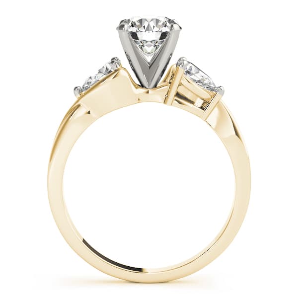 3-Stone Pear Engagement Ring, style 50333, Side view in yellow gold