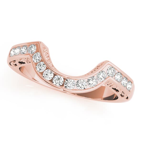 Curved Wedding Band (0.16 ct. tw.), Front view in rose gold