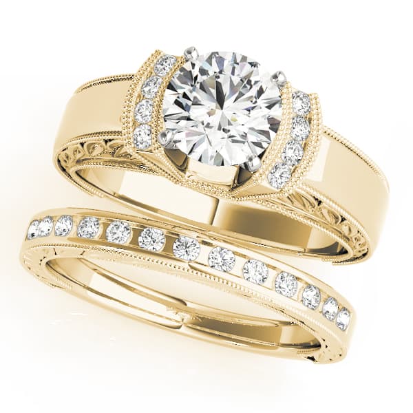 Engagement Ring, style 50339, On hand view in yellow gold