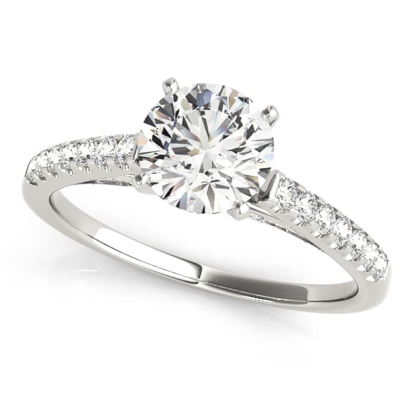Single Row Prong Set Hidden Halo Engagement Ring — style 50341 in 10k White Gold