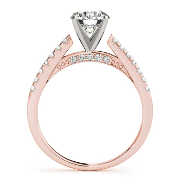 Single Row Prong Set Hidden Halo Engagement Ring, style 50341, Side view in rose gold