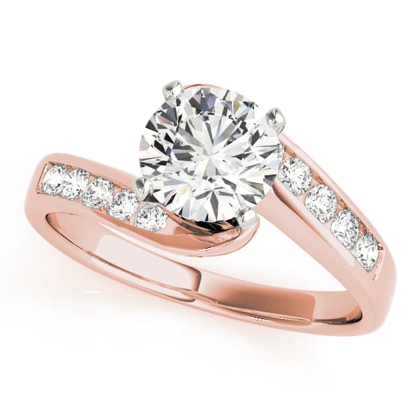 Bypass Channel Set Engagement Ring, style 50342, Front view in rose gold