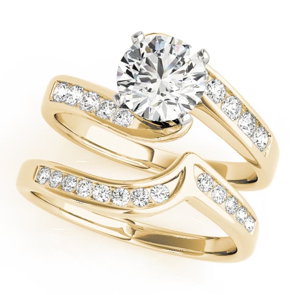Bypass Channel Set Engagement Ring, style 50342, On hand view in yellow gold