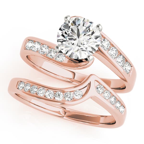 Bypass Channel Set Engagement Ring, style 50342, On hand view in rose gold