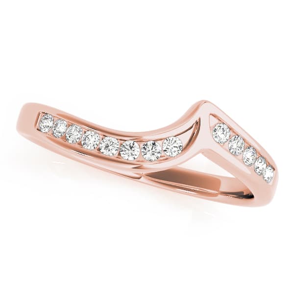 Curved Wedding Band (1/8 ct. tw.), Front view in rose gold