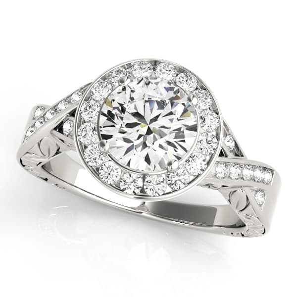 ENGAGEMENT RINGS HALO ROUND — style 50343 in 10k White Gold
