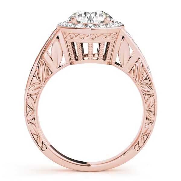 Halo Round Engagement Ring, style 50343, Side view in rose gold