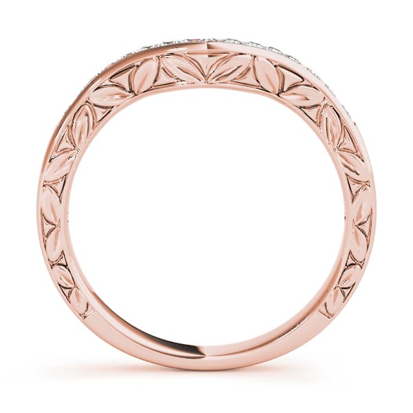 Single Row Channel Set Curved Wedding Band (1/8 ct. tw.), Side view in rose gold