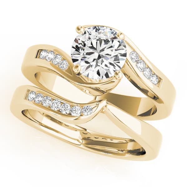 Bypass Engagement Ring, style 50344, On hand view in yellow gold