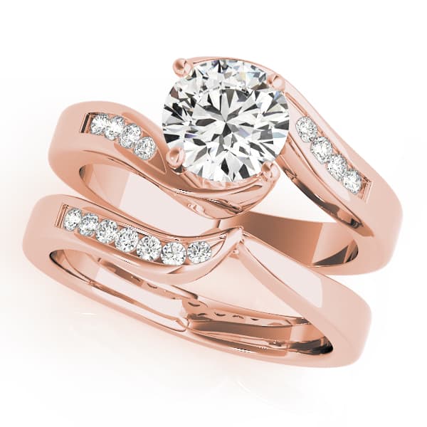 Bypass Engagement Ring, style 50344, On hand view in rose gold