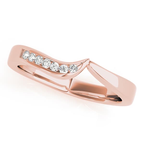 Channel Set Curved Wedding Band (0.07 ct. tw.), Front view in rose gold