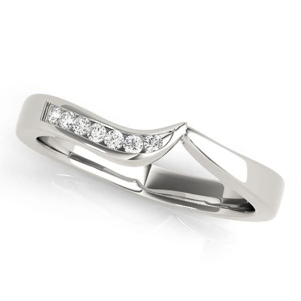 Channel Set Curved Wedding Band — View 1