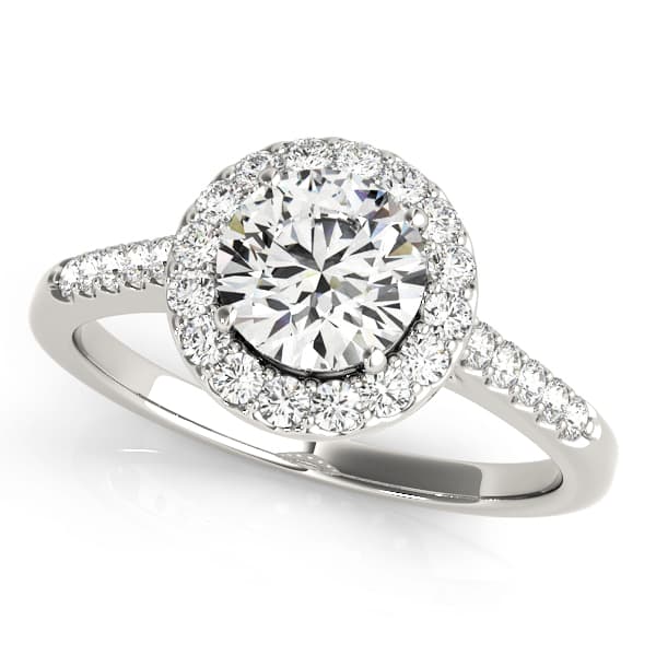 Round Halo Single Row Engagement Ring — style 50345 in 10k White Gold