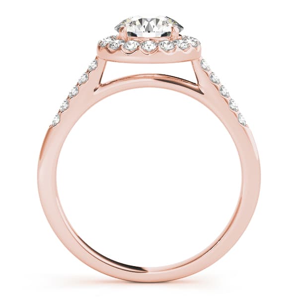 Round Halo Single Row Engagement Ring, style 50345, Side view in rose gold