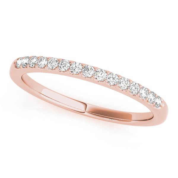 Shared Prong Wedding Ring (1/8 ct. tw.), Front view in rose gold
